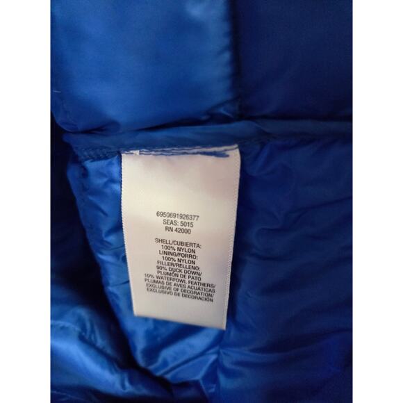 Attention Men's L Vest Down Puffer Jacket Quilted Packable Blue Zip Lightweight - Picture 2 of 4